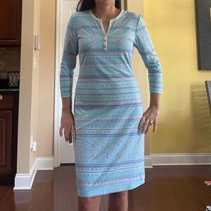 J Mclaughlin Dress three button light blue purple print Catalina Cloth size M